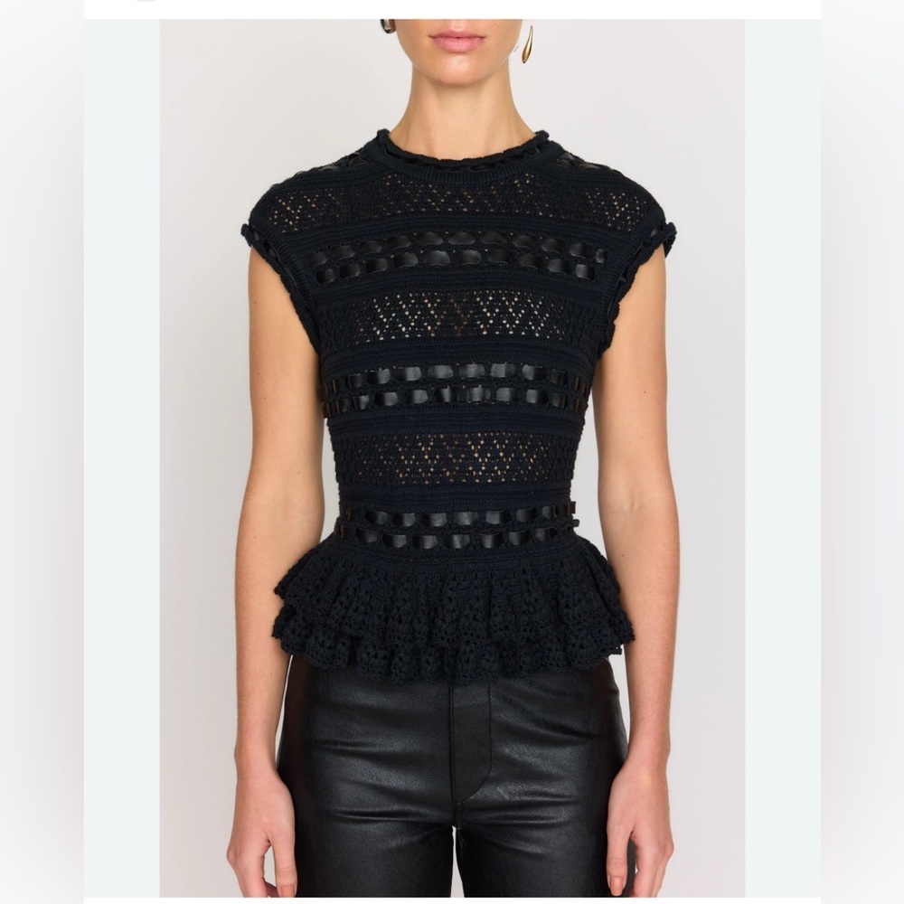 ZARA Black Lace Ruffle Top